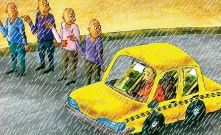 عنوان: زیر باران در انتظار تاکسی