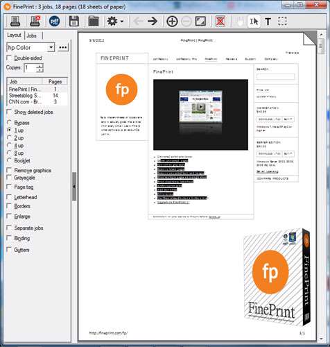 مدیریت و صرفه جویی در لوازم پرینتر، FinePrint Pro 7.21 Final