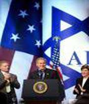 bush rendant visite à au lobby sioniste en territoire américain (aipac)