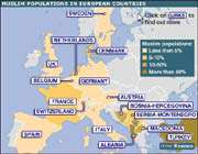 carte de la présence musulmane dans les pays européens