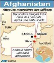 carte de localisation des attaques contre des soldats français et contre une base américaine