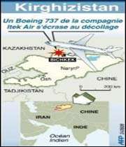 localisation de l’accident d’un boeing 737 au kirghizstan