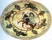 plat en céramique, rey, xiie s. musée national de l’iran, téhéran