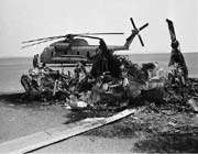 burnt american helicopter intabas desert