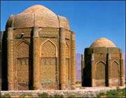 kharaghan twin towers in qazvin