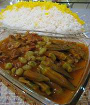 khoresht baamieh with rice
