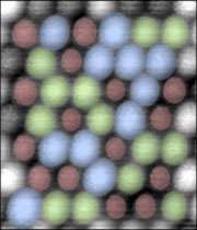 تصویری از یک سطح حاوی سه نوع اتم قلع،سرب،سیلیکون که توسط afm گرفته شده