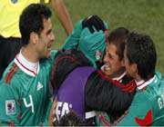 mexico celebrate after javier hernandez gives them the lead