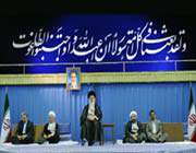 ayatollah seyed ali khamenei in a meeting with top iranian officials and foreign ambassadors.