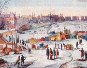 نمایشگاه زمستانی بر روی رودخانه یخ‌زده تایمز