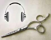 scissors and headphone