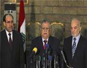 قادة التحالفين الوطني العراقي والكردستاني والرئيس جلال الطالباني ورئيس الوزراء نوري المالكي