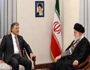 leader of the islamic revolution ayatollah seyyed ali khamenei (r) and turkish president abdullah gul meet in tehran