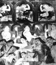 fresques du deuil de siavosh dans une grotte