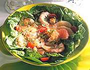 salade de blé composée aux crevettes
