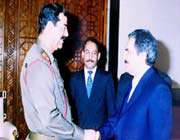 iraq’s executed dictator saddam hussein (l) and mko leader massoud rajavi