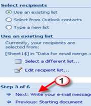 email با استفاده از mail merge