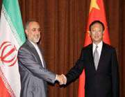 iranian foreign minister ali akbar salehi (l) shakes hands with his chinese counterpart yang jiechi in beijing on may 23, 2011.