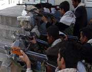 armed tribesmen guard opposition leader sheikh sadeq al-ahmar’s home in the yemeni capital, sana’a. 