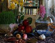 iranians set the haft seen to celebrate the persian new year (nowruz).