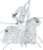 cavalier parthe, cuirassé et armé d’une lance. d’après un graffito de dura europos (syrie),iie-iiies.