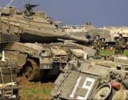 israeli military forces and tanks in northern border with the gaza strip. 