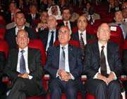 lebanese speaker of parliament nabih berri (left), president michel sleiman (centre), and prime minister najib mikati (right). 