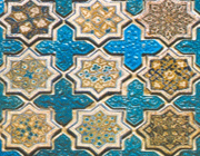 carreaux de céramique employés comme décor mural. kashan, v. 1337.