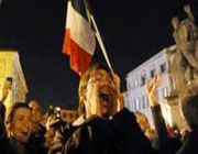 italians celebrate premier’s resignation