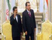 iranian president mahmoud ahmadinejad (l) meets with tajikistans president emomali rakhmon in dushanbe