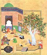 leili et madjnûn à l’école, khamseh de nezamî, behzad, herat, xve siècle