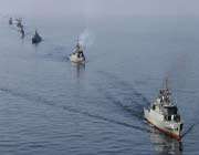 iranian navy boats during the velayat-90 war game in the strait of hormuz in southern iran on january 3, 2012.