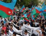 protesters rally outside french embassy in baku over prophet cartoons