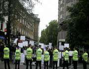 protest at france’s london embassy over prophet cartoons