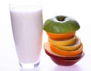 milk and fruits