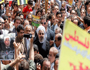 iranian president hassan rouhani among demonstrators marking international quds day
