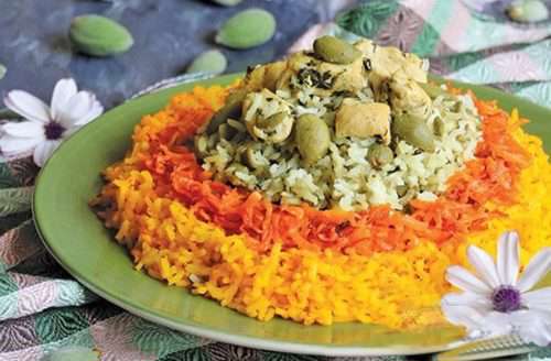 پلو چغاله و مرغ نوبرانه خوشمزه بهاری