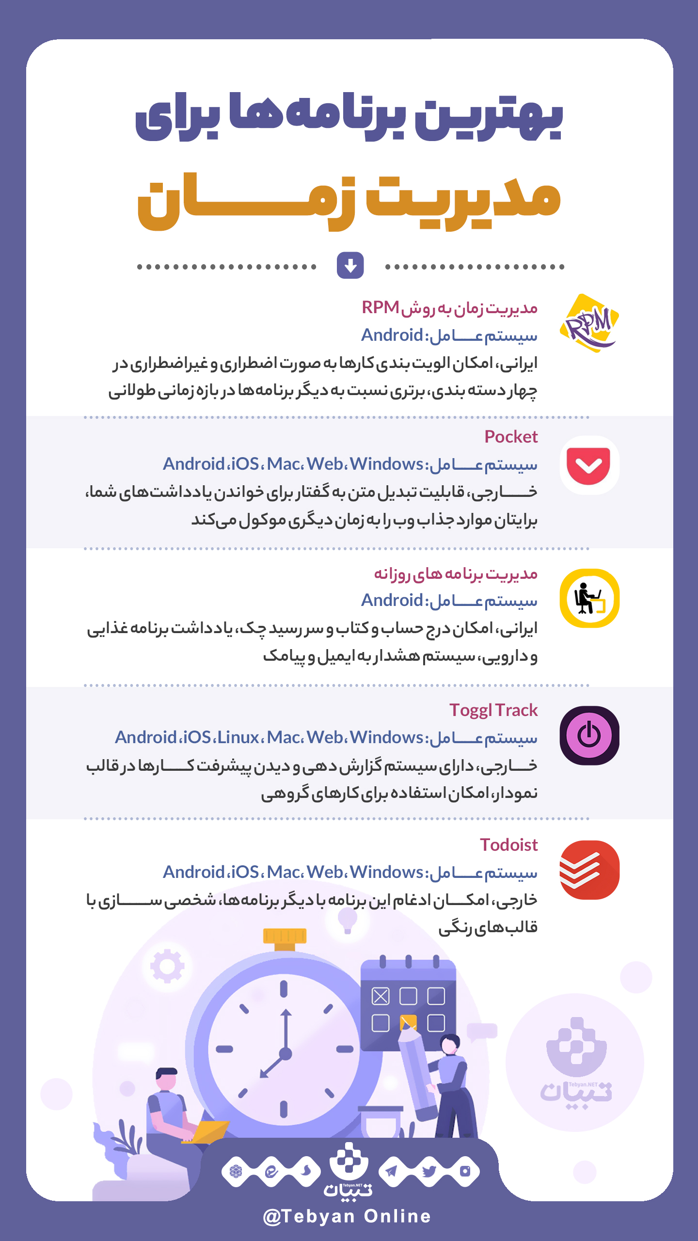 بهترین برنامهها برای مدیریت زمان