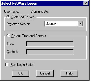 NetWare Logon Dialog Box