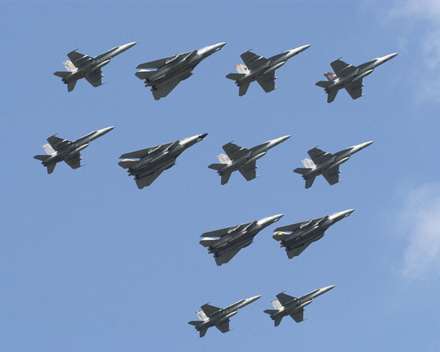 يکه اسکادران هوايي متشکل از چند f-18 و f-14