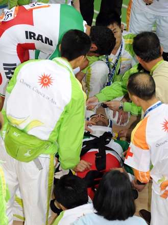 مصدوميت دوچرخه سوار ايراني در مسابقات گوانگجو