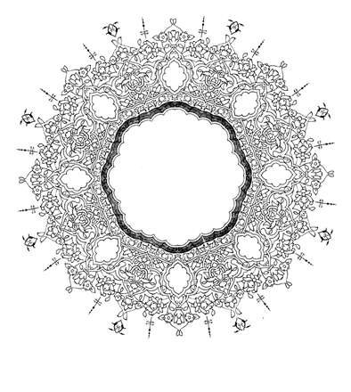 شمسه اي زيبا متشکل از ترکيب هاي اسليمي و ختايي