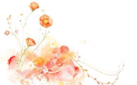 نقاشي ديجيتالي از يک گلهاي قرمز همراه با برگها