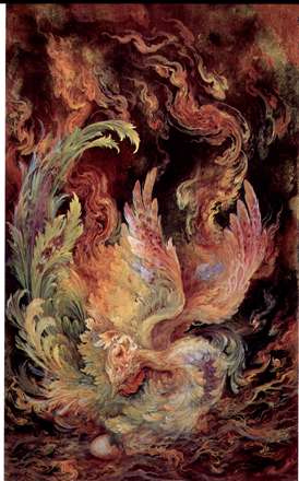 تابلو مينياتور،اثر محمود فرشچيان به نام ققنوس