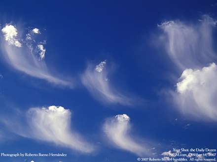 آسمان آبي و چند تکه ابر