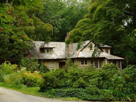 منظره کلبه اي ميان جنگل در انگلستان