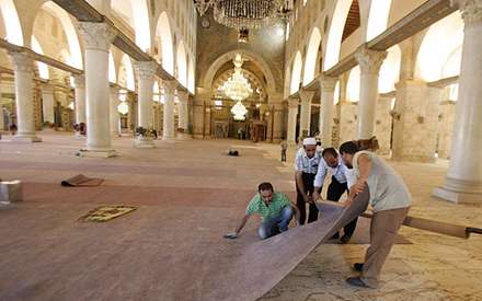 مزين شدن قبة الصخره به فرش هاي جديد