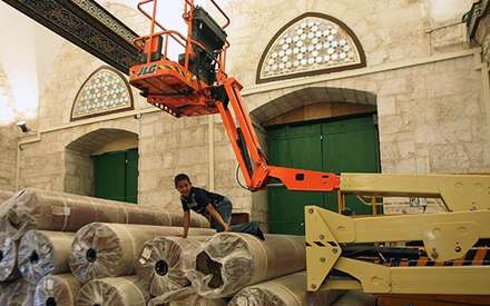 مزين شدن قبة الصخره به فرش هاي جديد