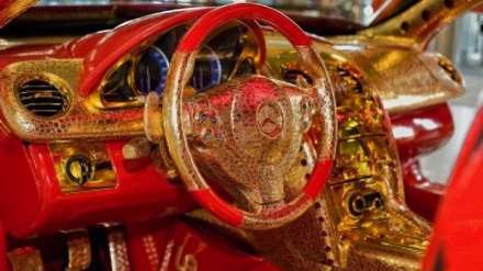 اتومبیل مرسدس بنز با رینگ هایی از طلا