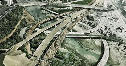 نقاشی دیجیتالی جاده های درهم شهری